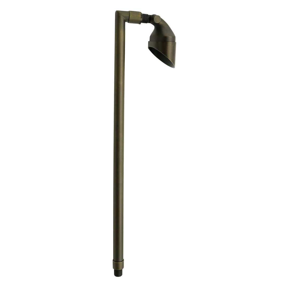 Outdoor Landscape Lighting LED 12V Low Voltage PL25B G4 Solid Brass Path Light - Shrouded Flood Light, Light Bronze Finish Low Voltage Landscape Lighting