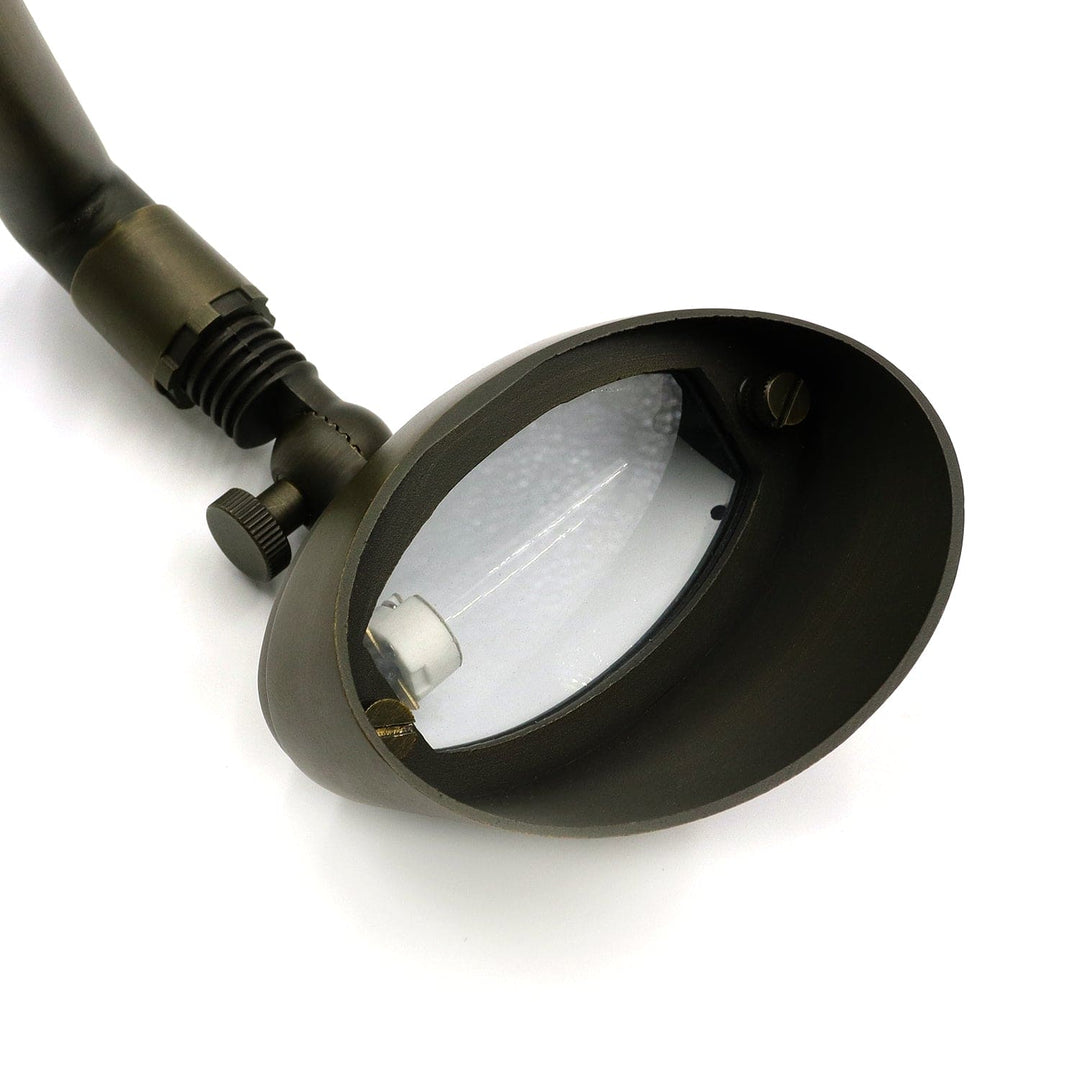 Outdoor Landscape Lighting LED 12V Low Voltage PL25B G4 Solid Brass Path Light - Shrouded Flood Light, Light Bronze Finish Low Voltage Landscape Lighting