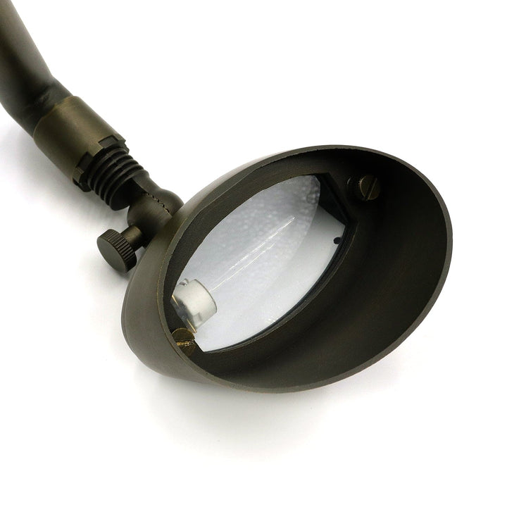 Outdoor Landscape Lighting LED 12V Low Voltage PL25B G4 Solid Brass Path Light - Shrouded Flood Light, Light Bronze Finish Low Voltage Landscape Lighting
