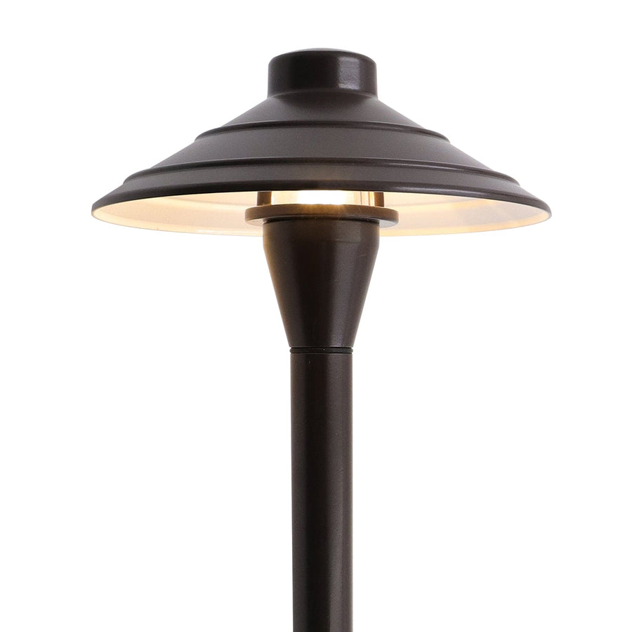 Outdoor Landscape Lighting LED 12V Low Voltage PL44A G4 Solid Aluminum Medium Mushroom Hat Path Light - Brown Finish Low Voltage Landscape Lighting