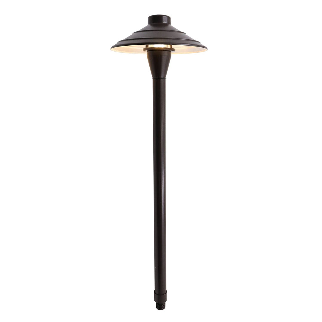 Outdoor Landscape Lighting LED 12V Low Voltage PL44A G4 Solid Aluminum Medium Mushroom Hat Path Light - Brown Finish Low Voltage Landscape Lighting