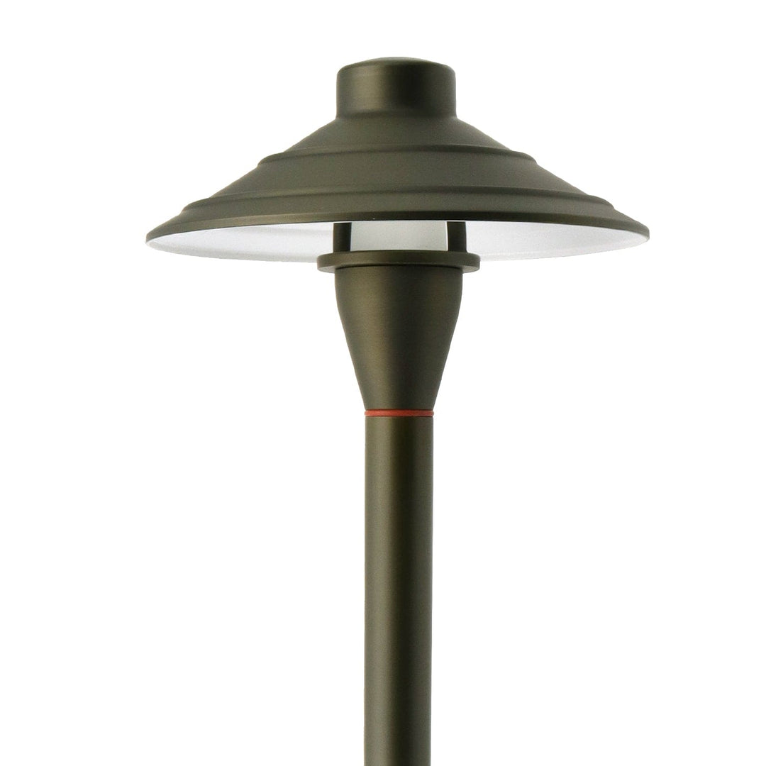 Outdoor Landscape Lighting LED 12V Low Voltage PL44B G4 Solid Brass Medium Mushroom Hat Path Light - Light Bronze Finish Low Voltage Landscape Lighting