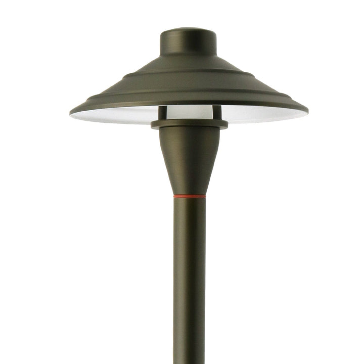 Outdoor Landscape Lighting LED 12V Low Voltage PL44B G4 Solid Brass Medium Mushroom Hat Path Light - Light Bronze Finish Low Voltage Landscape Lighting