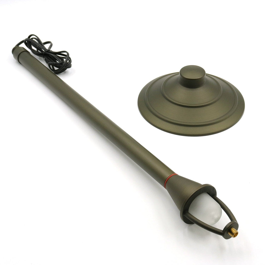 Outdoor Landscape Lighting LED 12V Low Voltage PL44B G4 Solid Brass Medium Mushroom Hat Path Light - Light Bronze Finish Low Voltage Landscape Lighting
