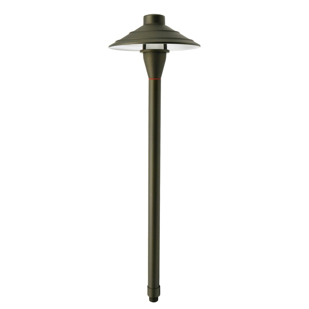 Outdoor Landscape Lighting LED 12V Low Voltage PL44B G4 Solid Brass Medium Mushroom Hat Path Light - Light Bronze Finish Low Voltage Landscape Lighting