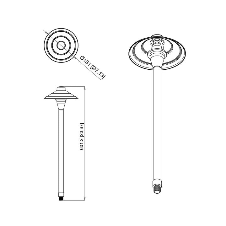 Outdoor Landscape Lighting LED 12V Low Voltage PL44B G4 Solid Brass Medium Mushroom Hat Path Light - Light Bronze Finish Low Voltage Landscape Lighting