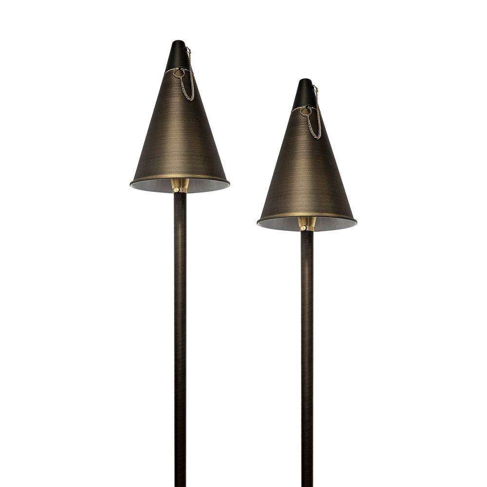Outdoor Landscape Lighting LED 12V Low Voltage PL77B G4 Solid Brass 60" Tiki Torch Path Light - Light Bronze Finish Low Voltage Landscape Lighting