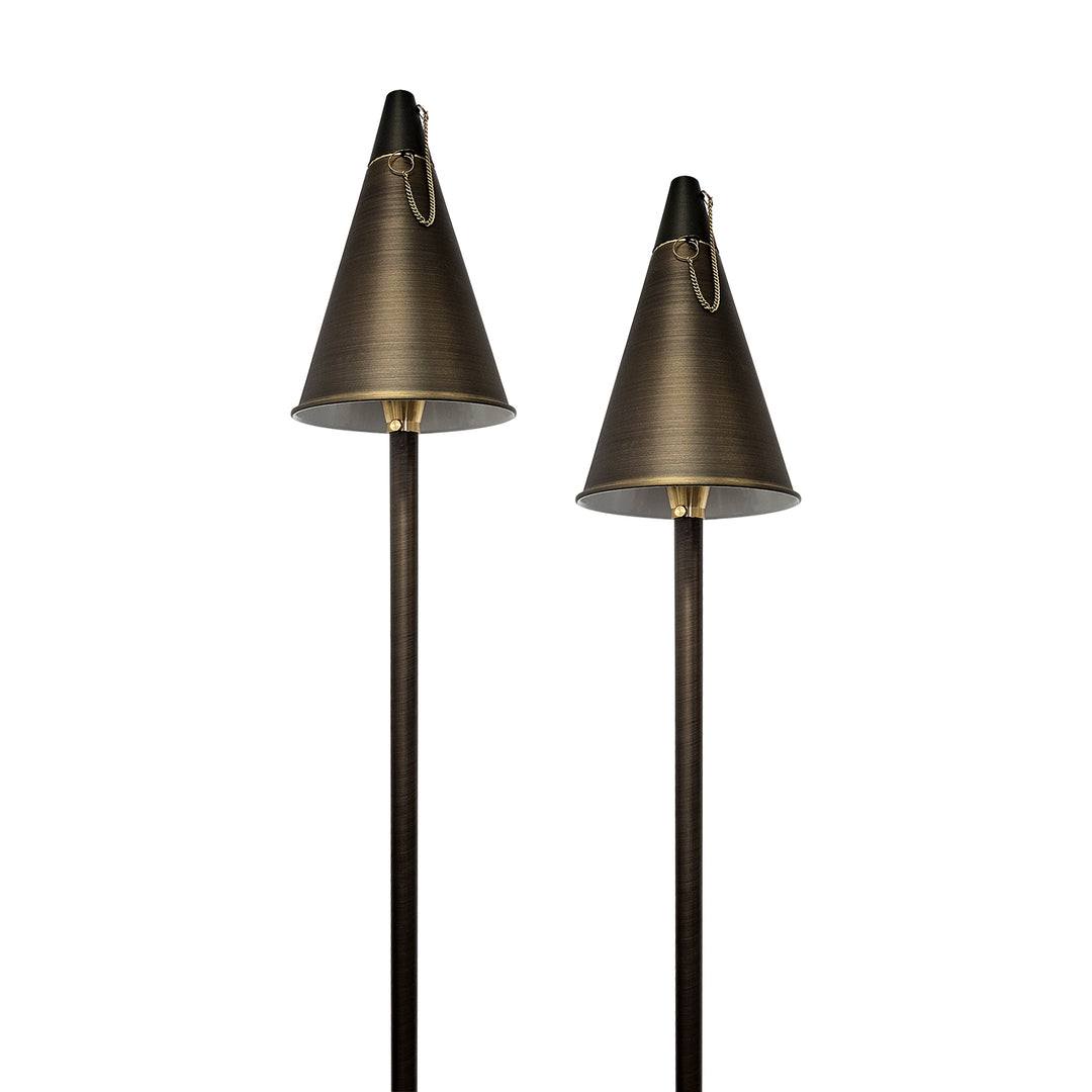 Outdoor Landscape Lighting LED 12V Low Voltage PL77B G4 Solid Brass 60" Tiki Torch Path Light - Light Bronze Finish Low Voltage Landscape Lighting