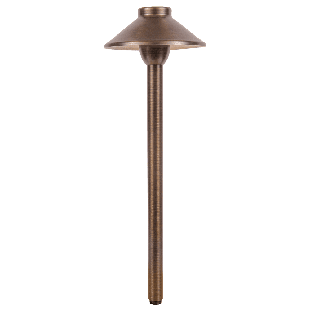 Outdoor Landscape Lighting LED 12V Low Voltage PLB02 Clear Lens Cast Brass Path Light | 12V Low Voltage Landscape Light Lamp Ready G4 Socket Natural Brass