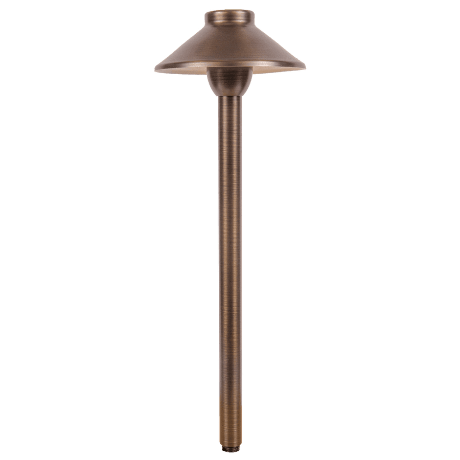 Outdoor Landscape Lighting LED 12V Low Voltage PLB02 Clear Lens Cast Brass Path Light | 12V Low Voltage Landscape Light Lamp Ready G4 Socket Natural Brass
