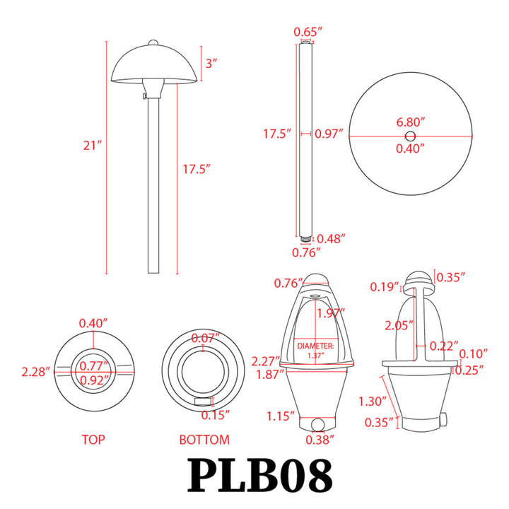 Outdoor Landscape Lighting LED 12V Low Voltage PLB08 Cast Brass Path Light | 12V Low Voltage Landscape Light Lamp Ready G4 Socket