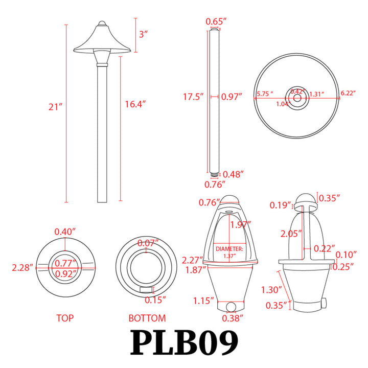 Outdoor Landscape Lighting LED 12V Low Voltage PLB09 4x/8x/12x Package Brass LED Cone 12V Low Voltage Pathway Outdoor Landscape Lighting Fixture with G4 3W 3000K Bulb
