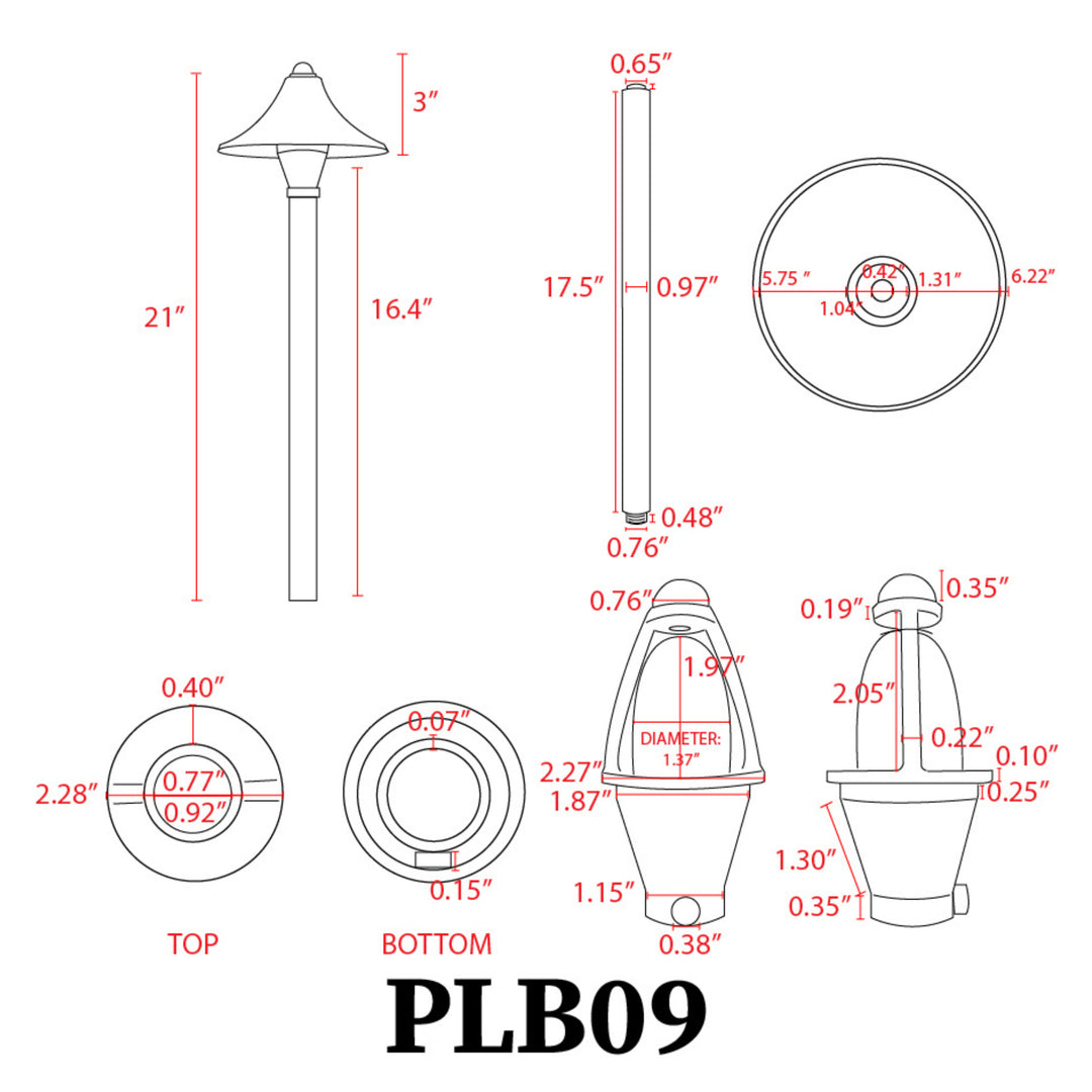 Outdoor Landscape Lighting LED 12V Low Voltage PLB09 Cast Brass Path Light | 12V Low Voltage Landscape Light Lamp Ready G4 Socket