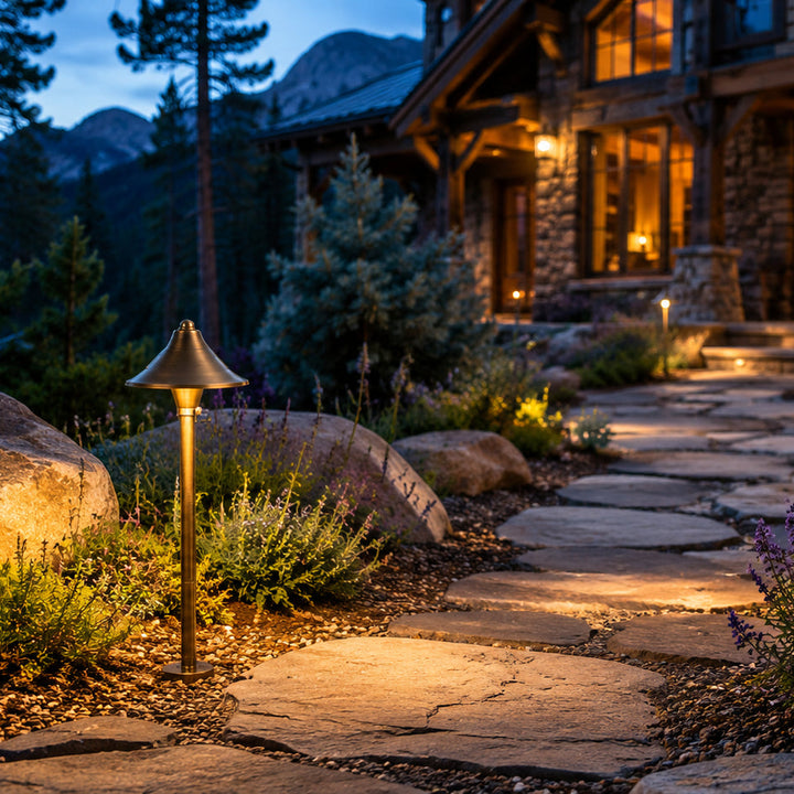 Outdoor Landscape Lighting LED 12V Low Voltage PLB09 Cast Brass Path Light | 12V Low Voltage Landscape Light Lamp Ready G4 Socket