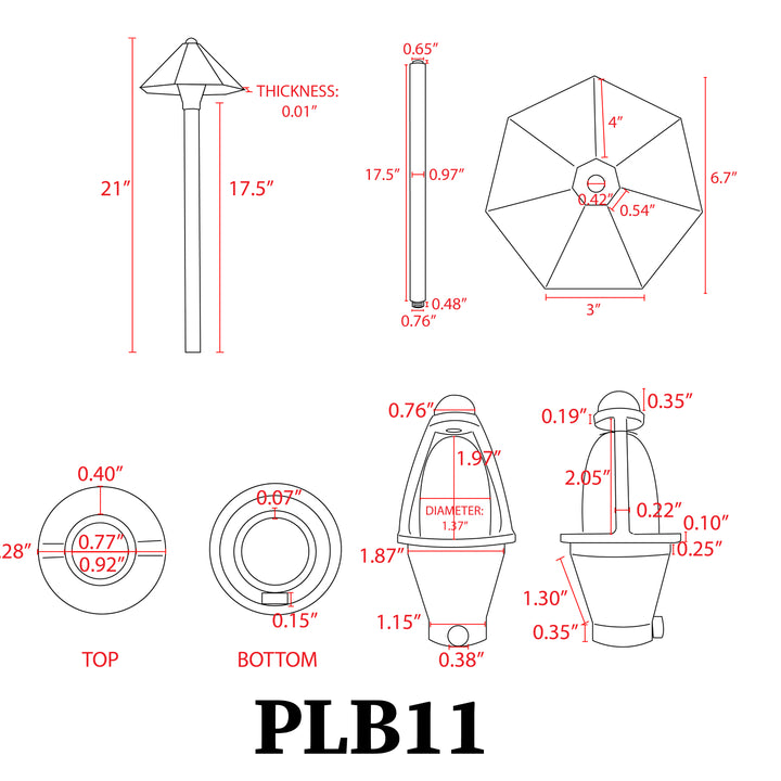 Outdoor Landscape Lighting LED 12V Low Voltage PLB11 Cast Brass Path Light | 12V Low Voltage Landscape Light Lamp Ready G4 Socket