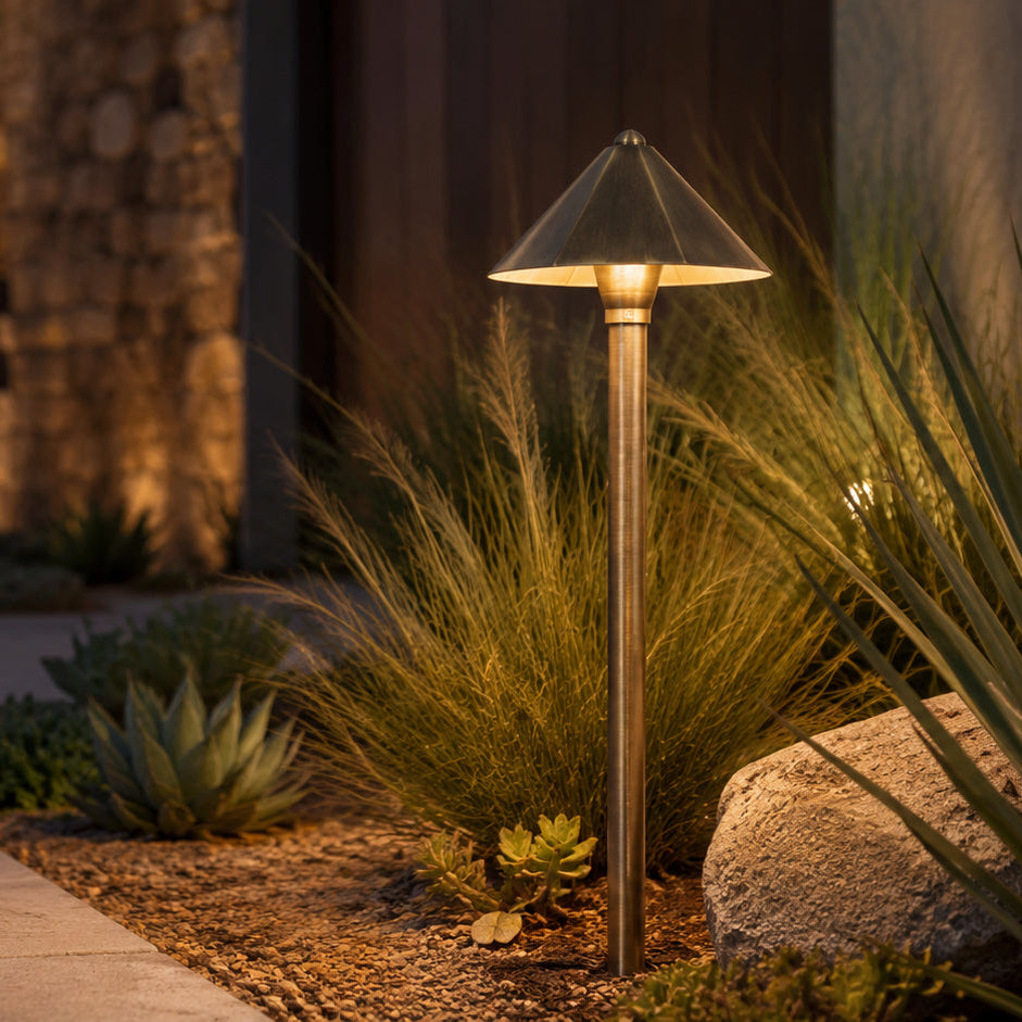 Outdoor Landscape Lighting LED 12V Low Voltage PLB11 Cast Brass Path Light | 12V Low Voltage Landscape Light Lamp Ready G4 Socket
