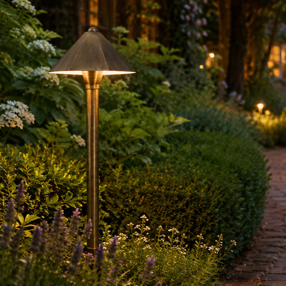 Outdoor Landscape Lighting LED 12V Low Voltage PLB11 Cast Brass Path Light | 12V Low Voltage Landscape Light Lamp Ready G4 Socket