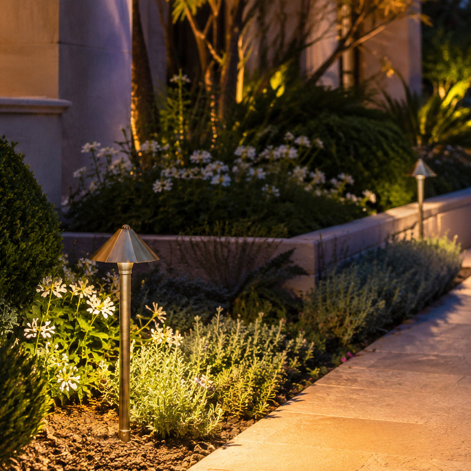 Outdoor Landscape Lighting LED 12V Low Voltage PLB11 Cast Brass Path Light | 12V Low Voltage Landscape Light Lamp Ready G4 Socket