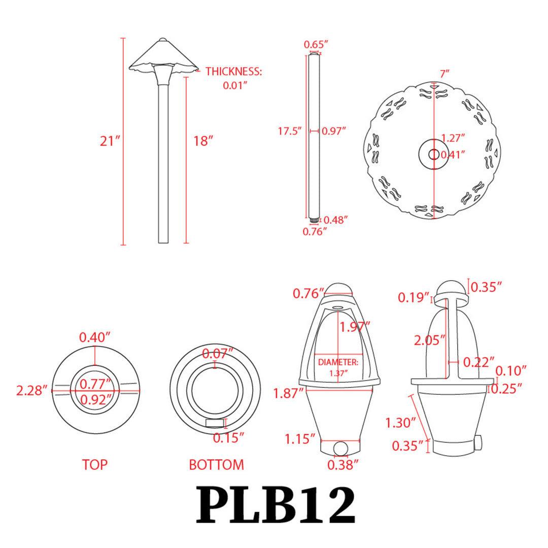 Outdoor Landscape Lighting LED 12V Low Voltage PLB12 4x/8x/12x Package Brass LED 12V Low Voltage Pathway Outdoor Lighting Landscape Fixture with G4 3W 3000K Bulb