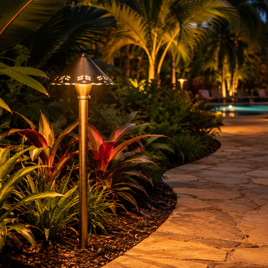 Outdoor Landscape Lighting LED 12V Low Voltage PLB12 Cast Brass Path Light | 12V Low Voltage Landscape Light Lamp Ready G4 Socket