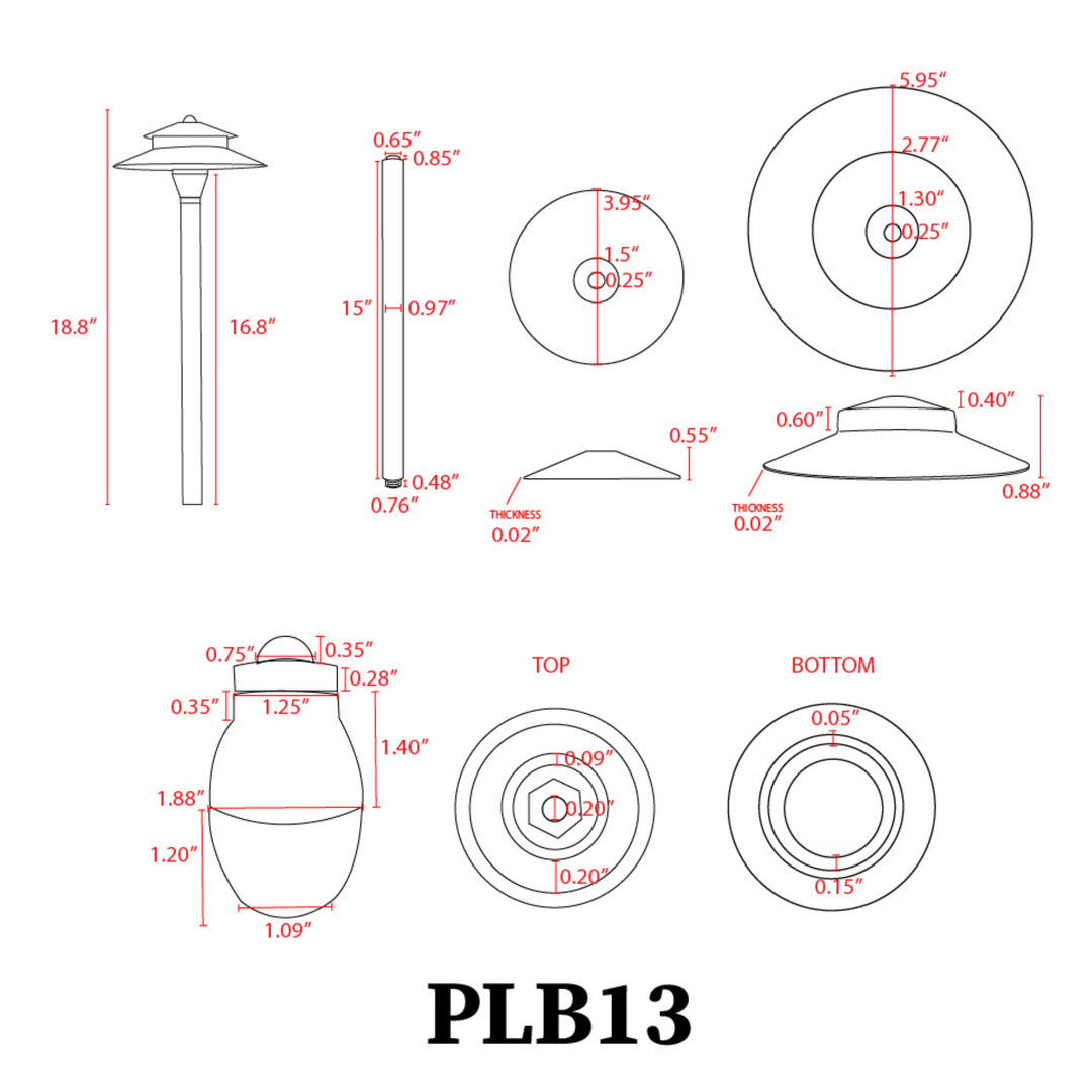 Outdoor Landscape Lighting LED 12V Low Voltage PLB13 Cast Brass Path Light | 12V Low Voltage Landscape Light Lamp Ready G4 Socket
