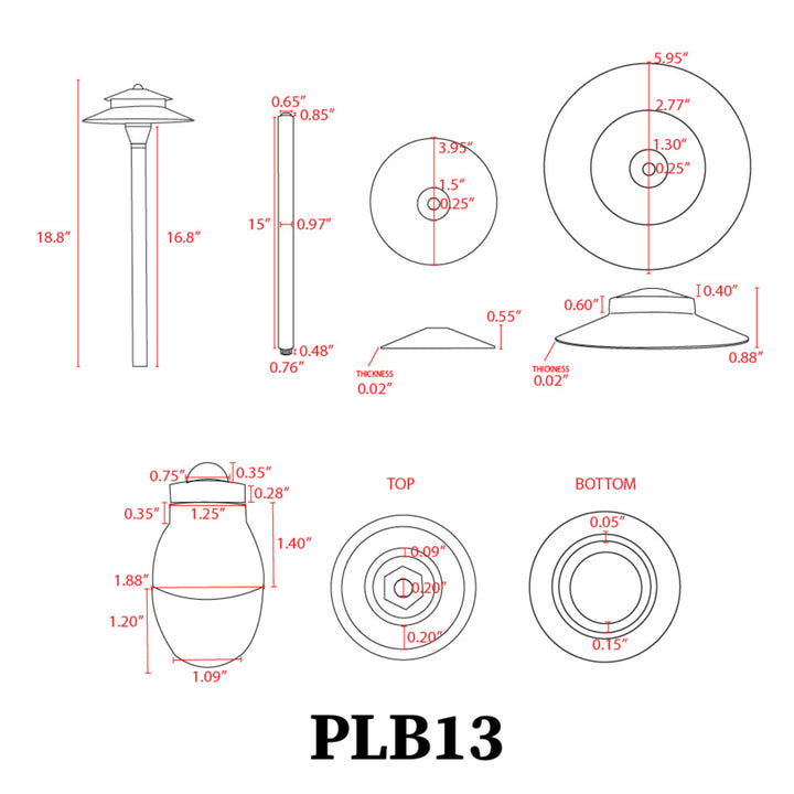 Outdoor Landscape Lighting LED 12V Low Voltage PLB13 Cast Brass Path Light | 12V Low Voltage Landscape Light Lamp Ready G4 Socket