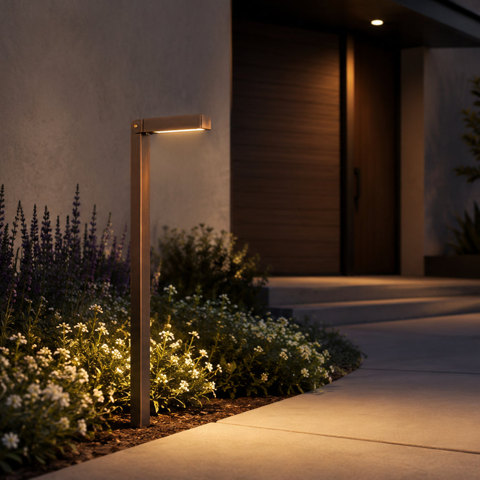 Outdoor Landscape Lighting LED 12V Low Voltage PLB14 Cast Brass Path Light | 3W 3000K Warm White Integrated LED 12V Low Voltage Landscape Light