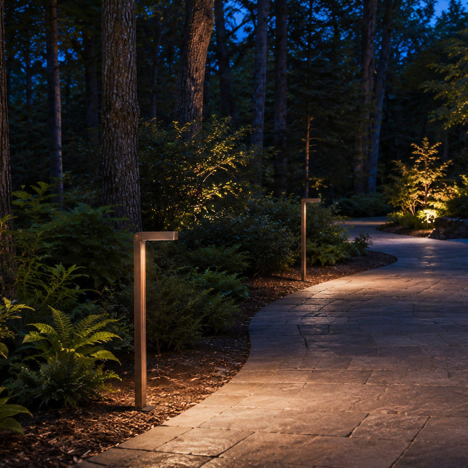 Outdoor Landscape Lighting LED 12V Low Voltage PLB14 Cast Brass Path Light | 3W 3000K Warm White Integrated LED 12V Low Voltage Landscape Light