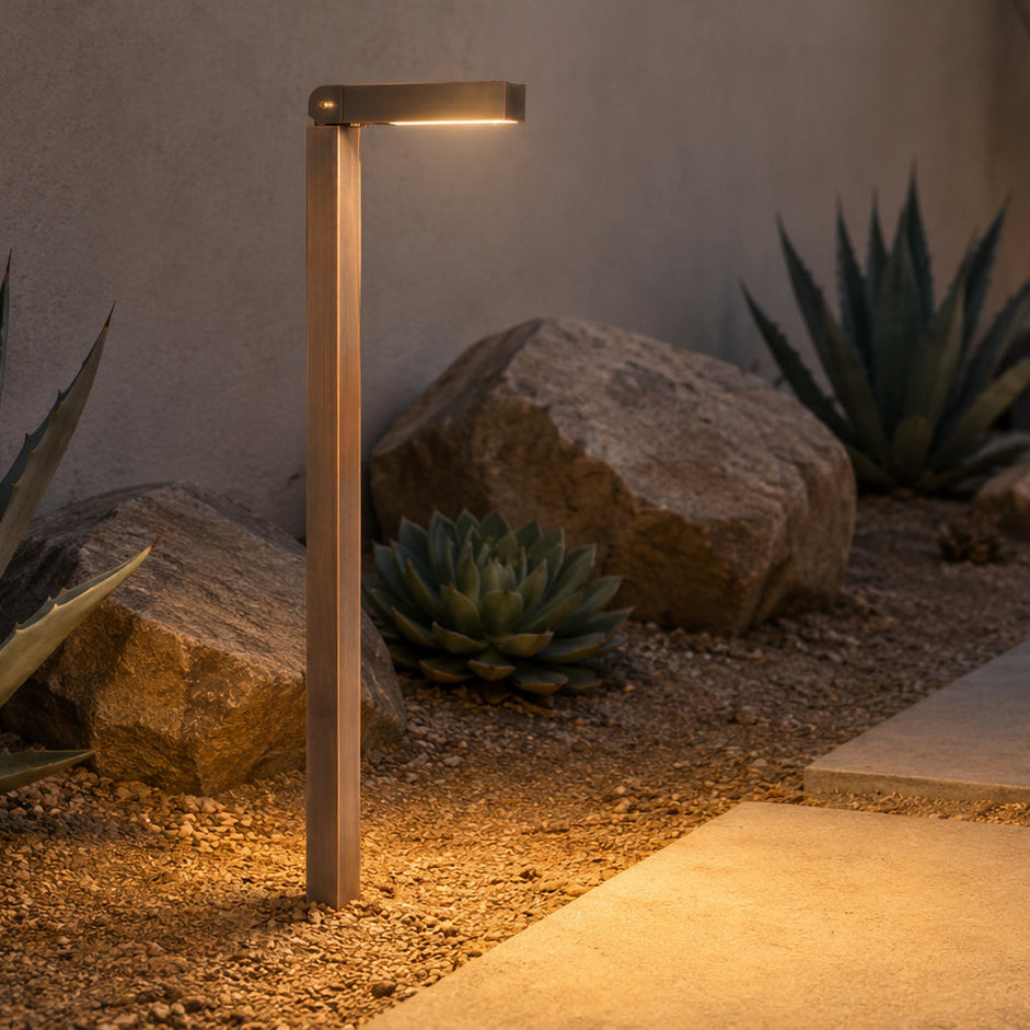 Outdoor Landscape Lighting LED 12V Low Voltage PLB14 Cast Brass Path Light | 3W 3000K Warm White Integrated LED 12V Low Voltage Landscape Light