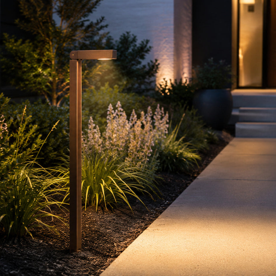 Outdoor Landscape Lighting LED 12V Low Voltage PLB14 Cast Brass Path Light | 3W 3000K Warm White Integrated LED 12V Low Voltage Landscape Light