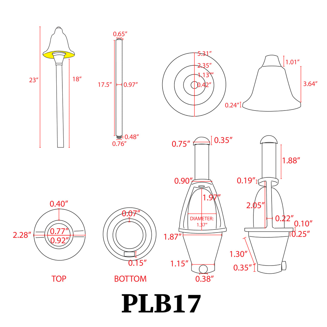 Outdoor Landscape Lighting LED 12V Low Voltage PLB17 Cast Brass LED Bell Shaped Lamp Ready 12V Low Voltage Pathway Outdoor Landscape Lighting Fixture Lamp Ready G4 Socket