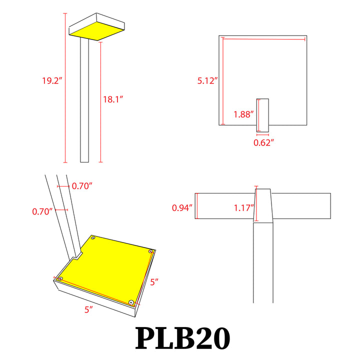 Outdoor Landscape Lighting LED 12V Low Voltage PLB20 4x/8x/12x Package Cast Brass Square Top LED 12V Low Voltage Pathway Outdoor Lighting Landscape Fixture with G4 3W 3000K Bulb
