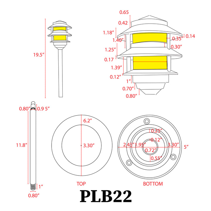 Outdoor Landscape Lighting LED 12V Low Voltage PLB22 Cast Brass Pagoda LED 12V Low Voltage Pathway Outdoor Lighting Landscape Fixture Lamp Ready G4 Socket