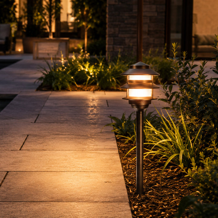 Outdoor Landscape Lighting LED 12V Low Voltage PLB22 Cast Brass Pagoda LED 12V Low Voltage Pathway Outdoor Lighting Landscape Fixture Lamp Ready G4 Socket