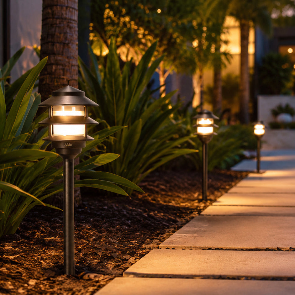 Outdoor Landscape Lighting LED 12V Low Voltage PLB22 Cast Brass Pagoda LED 12V Low Voltage Pathway Outdoor Lighting Landscape Fixture Lamp Ready G4 Socket