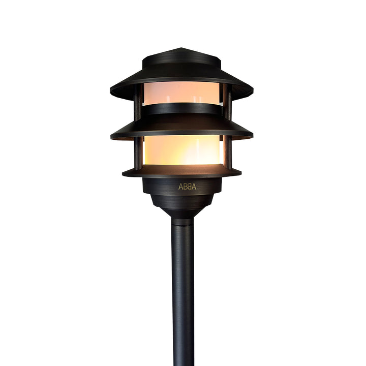 Outdoor Landscape Lighting LED 12V Low Voltage PLB22 4x/8x/12x Package Cast Brass Pagoda LED 12V Low Voltage Pathway Outdoor Lighting Landscape Fixture with G4 3W 3000K Bulb