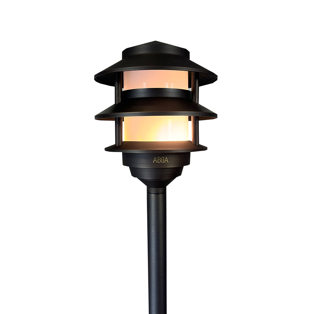 Outdoor Landscape Lighting LED 12V Low Voltage PLB22 Cast Brass Pagoda LED 12V Low Voltage Pathway Outdoor Lighting Landscape Fixture Lamp Ready G4 Socket