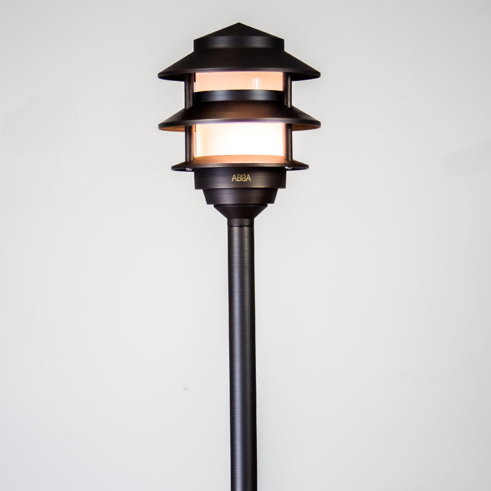 Outdoor Landscape Lighting LED 12V Low Voltage PLB22 Cast Brass Pagoda LED 12V Low Voltage Pathway Outdoor Lighting Landscape Fixture Lamp Ready G4 Socket
