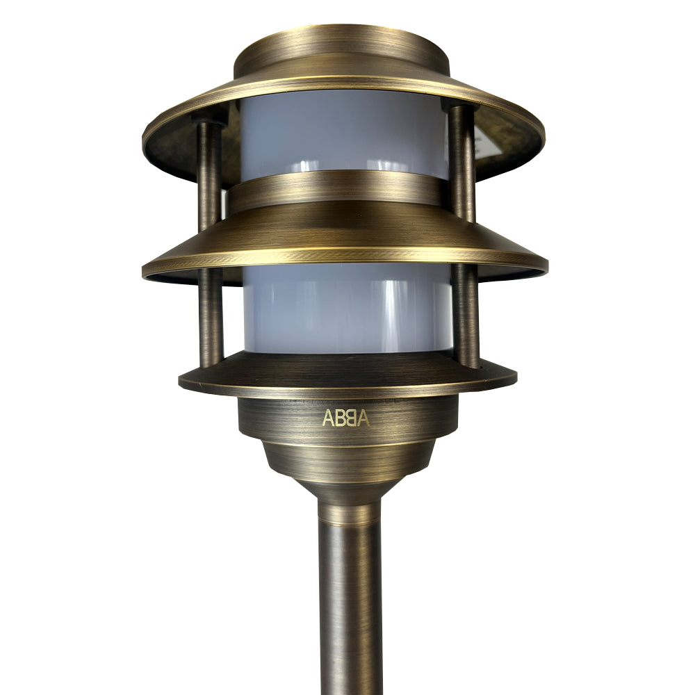 Outdoor Landscape Lighting LED 12V Low Voltage PLB22 4x/8x/12x Package Cast Brass Pagoda LED 12V Low Voltage Pathway Outdoor Lighting Landscape Fixture with G4 3W 3000K Bulb