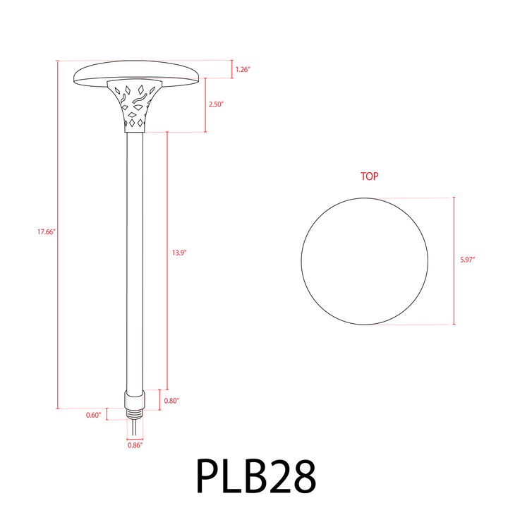 Outdoor Landscape Lighting LED 12V Low Voltage PLB28 4W 3000K Integrated LED Mushroom Hat Outdoor Garden Pathway Light | 12V Low Voltage Brass Path Light