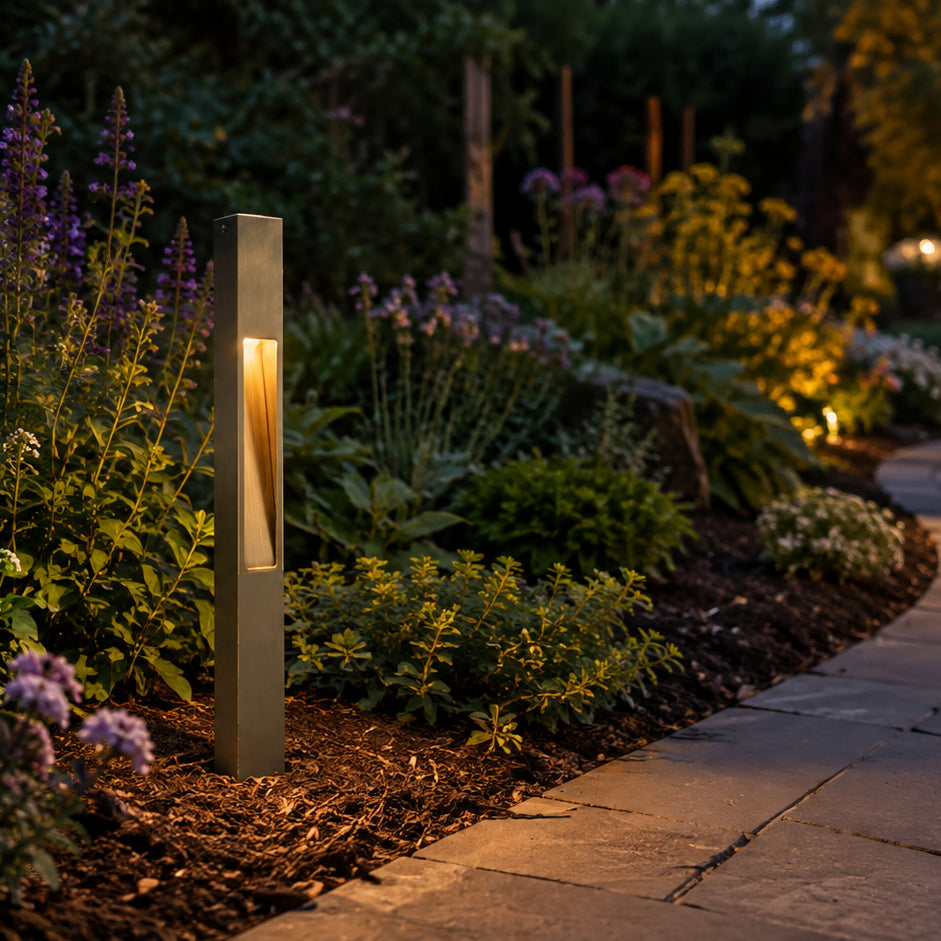 PLB29 Outdoor Garden Square Bollard Pathway Light | 12V Low Voltage Brass Path Light Lamp Ready G4 Socket