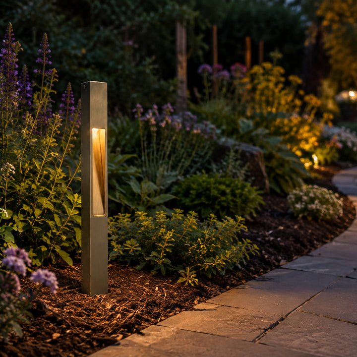 PLB29 Outdoor Garden Square Bollard Pathway Light | 12V Low Voltage Brass Path Light Lamp Ready G4 Socket