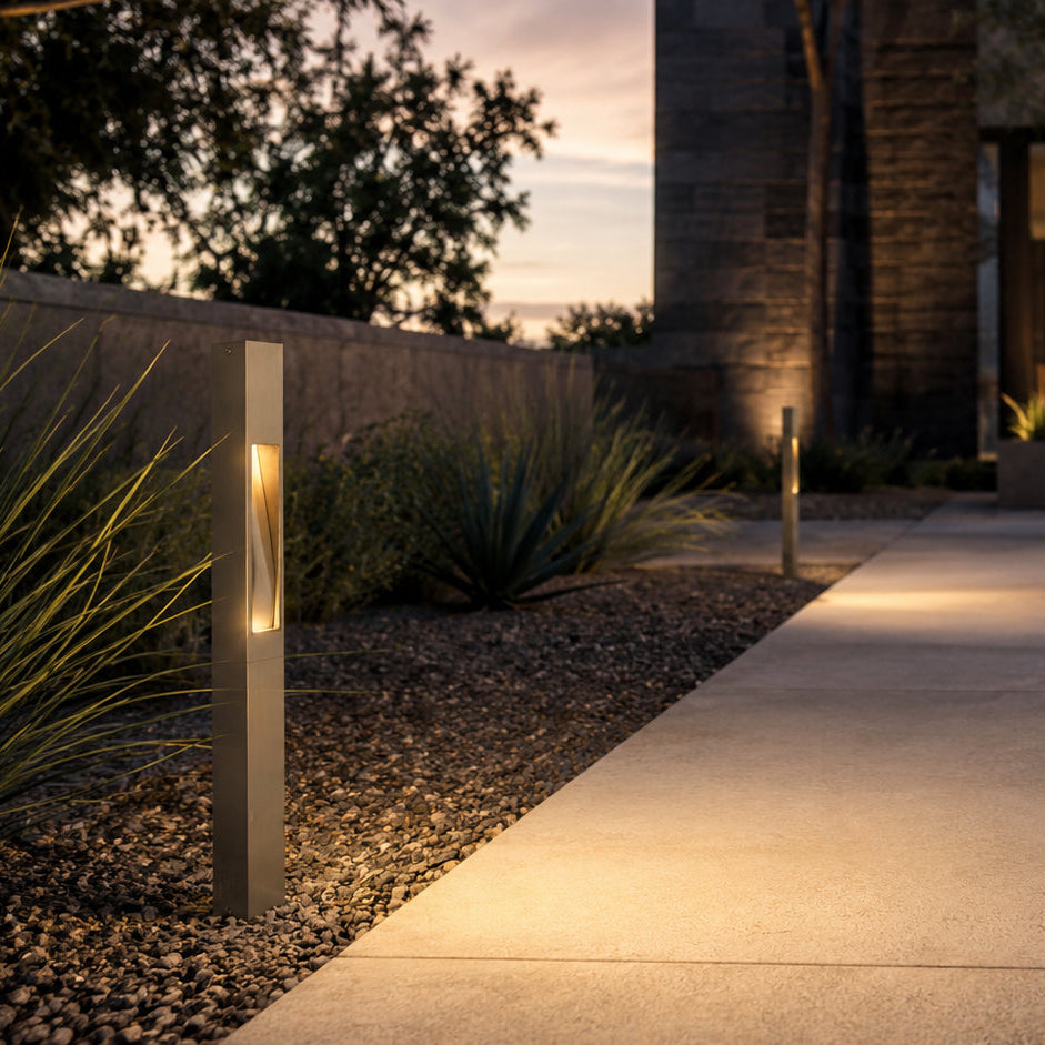 PLB29 Outdoor Garden Square Bollard Pathway Light | 12V Low Voltage Brass Path Light Lamp Ready G4 Socket