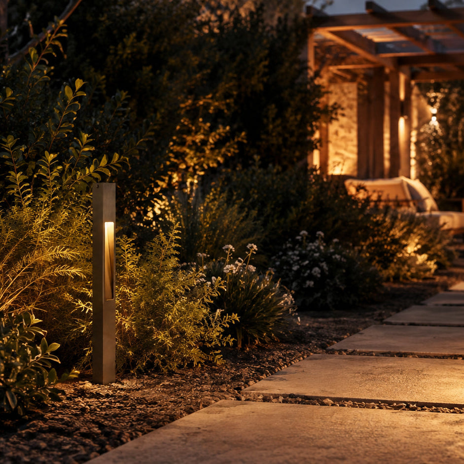 PLB29 Outdoor Garden Square Bollard Pathway Light | 12V Low Voltage Brass Path Light Lamp Ready G4 Socket