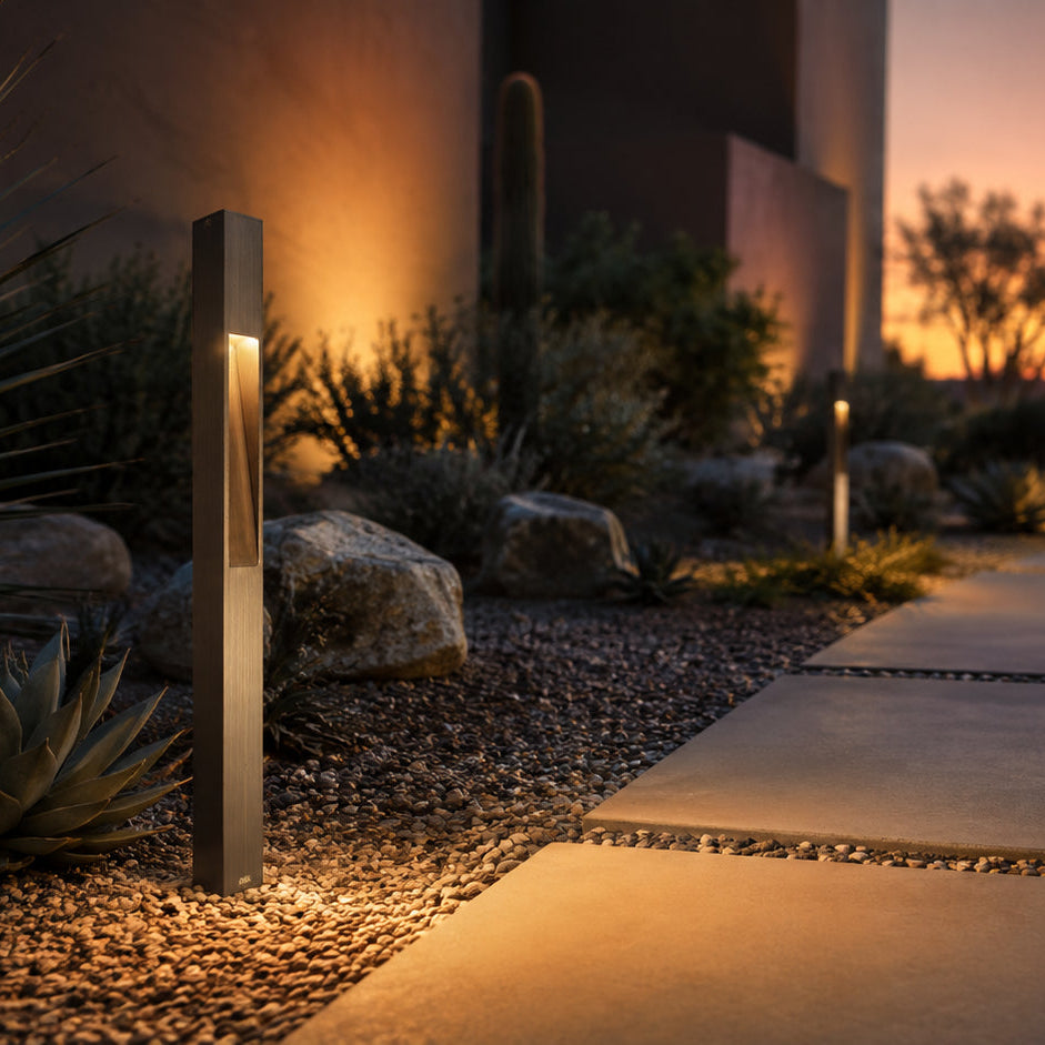 PLB29 Outdoor Garden Square Bollard Pathway Light | 12V Low Voltage Brass Path Light Lamp Ready G4 Socket