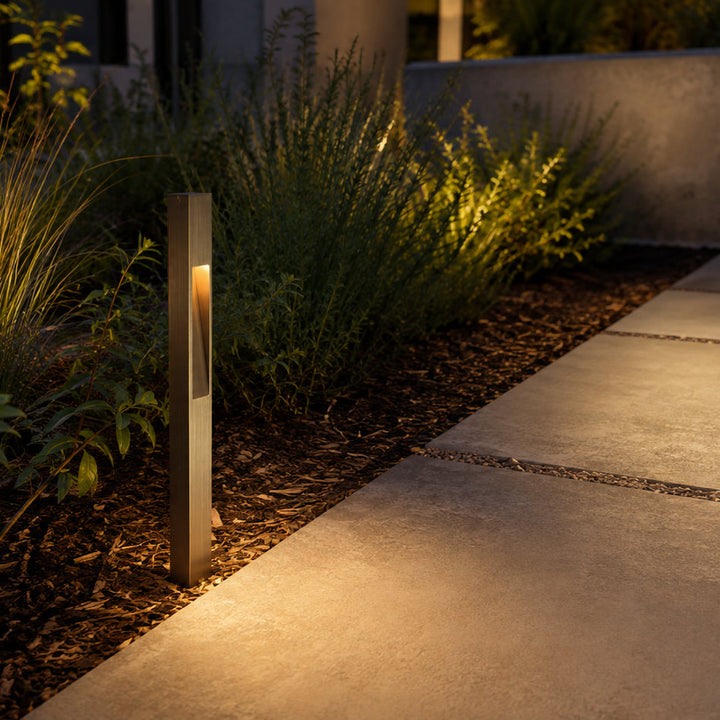 PLB29 Outdoor Garden Square Bollard Pathway Light | 12V Low Voltage Brass Path Light Lamp Ready G4 Socket