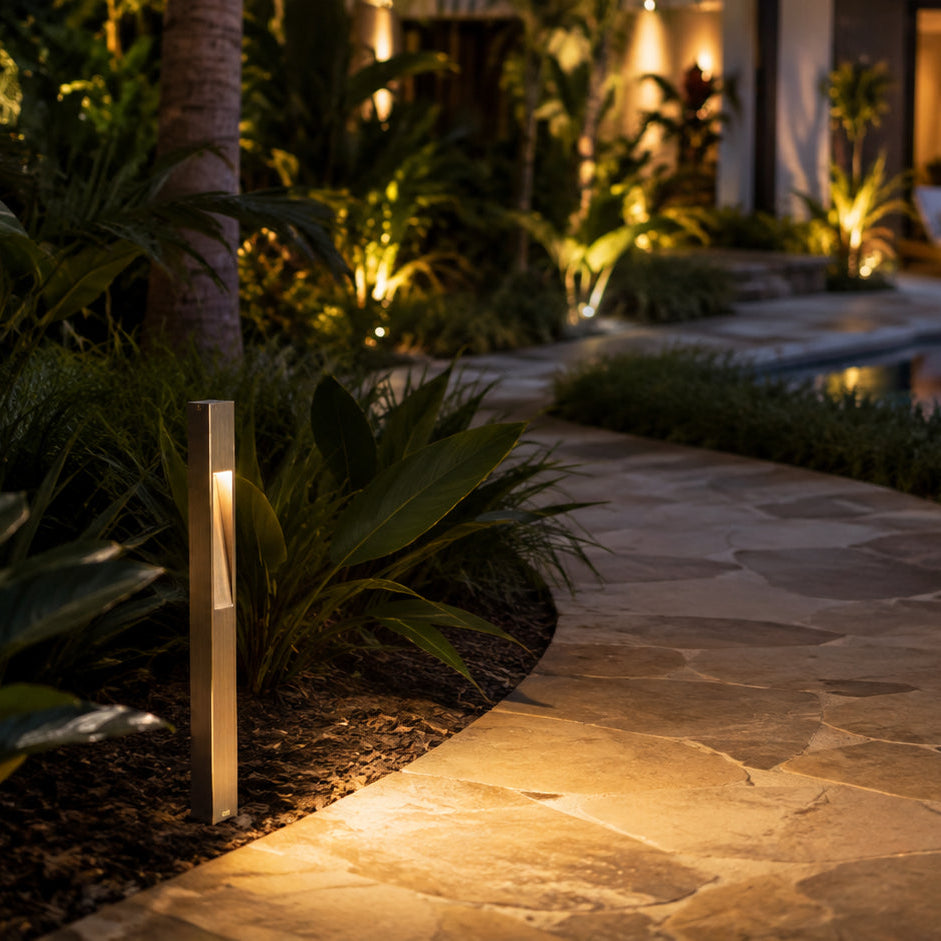 PLB29 Outdoor Garden Square Bollard Pathway Light | 12V Low Voltage Brass Path Light Lamp Ready G4 Socket