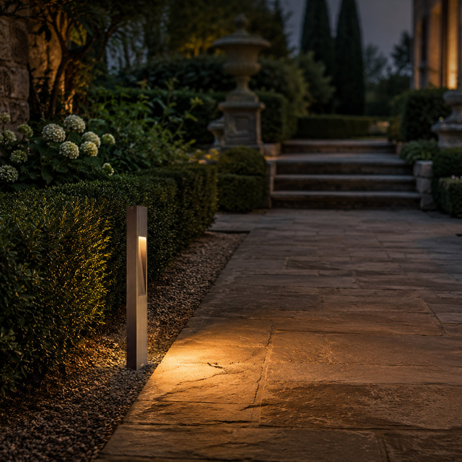 PLB29 Outdoor Garden Square Bollard Pathway Light | 12V Low Voltage Brass Path Light Lamp Ready G4 Socket