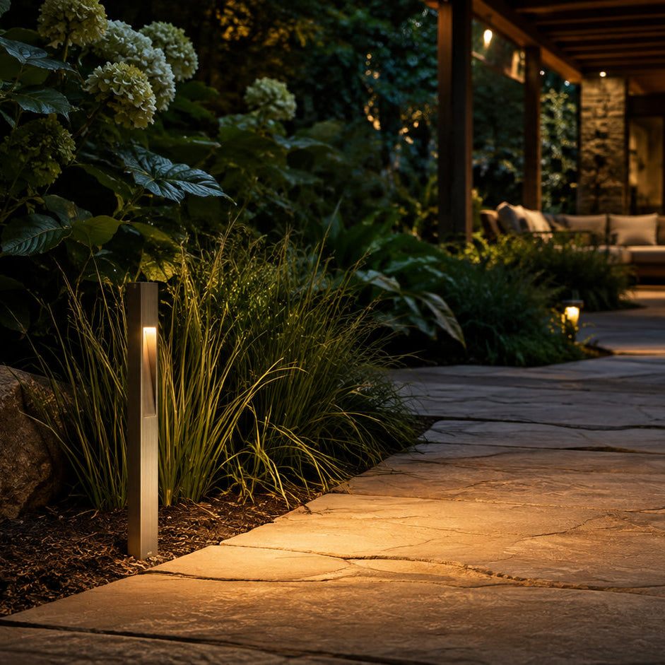 PLB29 Outdoor Garden Square Bollard Pathway Light | 12V Low Voltage Brass Path Light Lamp Ready G4 Socket