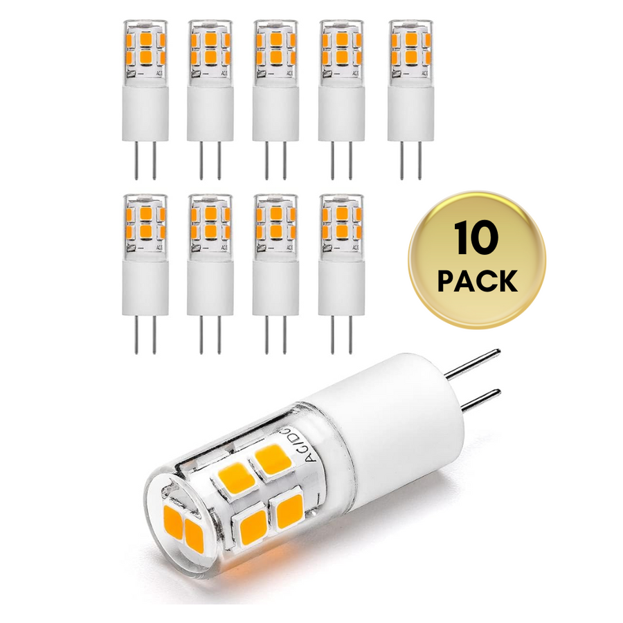 Outdoor Landscape Lighting LED 12V Low Voltage 10 Pack 120V Line Voltage G4 1.3W Bi Pin 3000K/6000K LED Ceramic Capsule Bulb Energy Efficient Light 3000K Warm White
